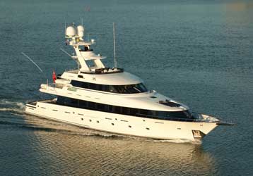 The 130' fiberglass Yachtfisher MEA CULPA